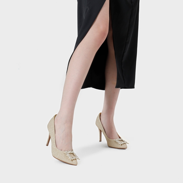Belle Vie Stiletto Sparkly Pumps - GOLD RHINESTONE - 1